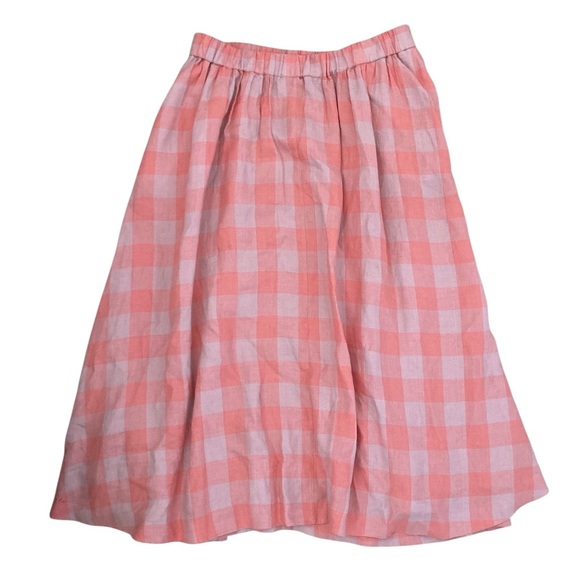 Boden Dresses & Skirts - Boden Pull-on Linen Midi Skirt in Tonal Pink Gingham 14